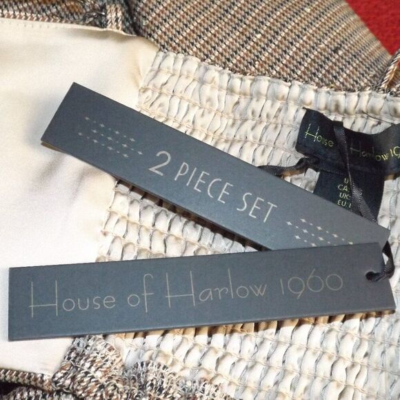 new HOUSE OF HARLOW 2pc Set/Outfit, L, Baggy Pants/Crop Top, Light Sequins,Tweed - Picture 14 of 14